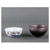 2 PC Chinese Doucai & Jianyao Style Porcelain Cup