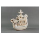 Chinese White Glaze Porcelain Dragon Boat