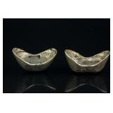 Pair Chinese Silver Yuanbao (Boat) Money