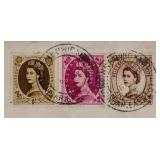 3 PC Assorted 1952 UK Queen Elizabeth II Stamp