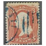 2 PC 1861 United States 3 Cents Stamp w/ Cancel Mk