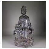 Chinese Bronze Guanyin Figure Qianlong Mark