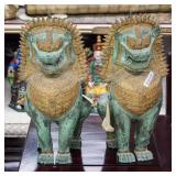 Pair Thai Bronze Lion Statue with Tags