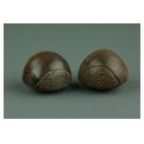 Pair of Chinese Fine Carved Wood Chestnuts