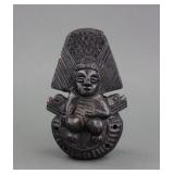 African Wood Carved Female Figure Form Flute