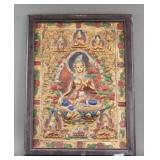 Tibetan Wood Carved Tara Panel with Frame