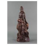 Chinese 12-13 Century Wood Carved Guanyin Statue