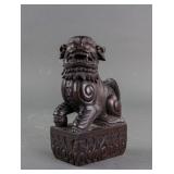 Chinese Qing Period Zitan Wood Carved Lion Statue