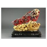 Chinese Fine Chicken Blood Stone Shoushan Stand