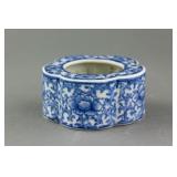 Chinese Blue and White Lobed Porcelain Brush Pot