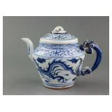 Chinese Yuan Style Blue and White Porcelain Teapot