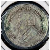 1897 South Africa 2 1/2 Schilling Silver Coin