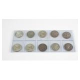 10 x USA Silver Half Dollar Coins