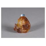 Chinese Agate Carved Tiger Snuff Bottle