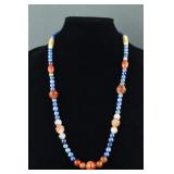 Chinese Mixed Hardstone with Lapis Necklace