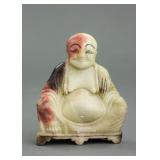 Chinese Shoushan Stone Carved Happy Buddha Statue