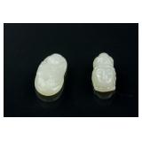 2 PC Chinese Hetian White Jade Carved Pendant