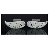 Pair of Fine White Jade Carved Openwork Pendant