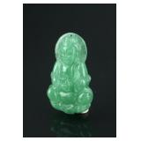 Chinese Emerald Green Jadeite Guanyin Pendant