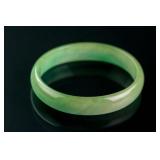Burma Green Jadeite Carved Bangle