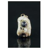 Chinese Hard Stone Carved Buddha Foot Pendant