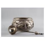 Thai Fine Silver Bowl with Silver Ladle