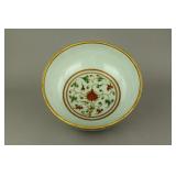 Rare Gilt Famille Rose Porcelain Bowl Yongle Mk