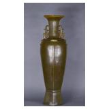 Chinese Tea Dust Hexagonal Porcelain Vase Qianlong