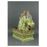 Chinese Yellow Ground Bronze Cloisonne Horse Head