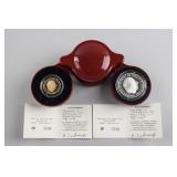 Pair Franc 90% Silver Coin & 92% Gold Coin