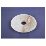 Chinese Hetian Green Jade Carved Disk