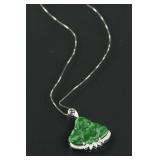 Natural Emerald Green Jadeite Pendant w/ Diamonds