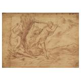 Unknown Artist Pencil Drawing of Adam & Eve Paper