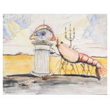 Salvador Dali 1904-1989 Spanish Acrylic & Gouache