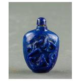 Chinese Lapis Stone Carved Dragon Snuff Bottle