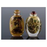 2 PC Chinese Glass Inner Painting Snuff Bottle