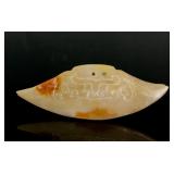 Chinese Yellow Hardstone Carved Axe Pendant