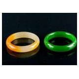 2 PC Chinese Green and Brown Hardstone Bangle