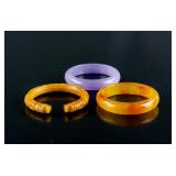 3 PC Assorted Chinese Hardstone Carved Bangle