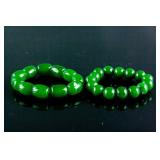 2 PC Assorted Chinese Green Hardstone Bracelet