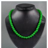 Chinese Green Hardstone Carved Necklace