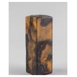 Chinese Black Crow Skin Shoushan Stone Carved Seal