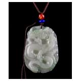 Chinese Hetian White Jade Carved Dragon Pendant