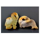 Pair Chinese Archaistic Yellow Jade Swan Pendant
