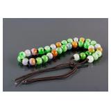 Chinese Multicolor Jade Carved Round Bead Necklace