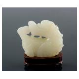 Chinese 18th C. Hetian White Jade Makara Statue