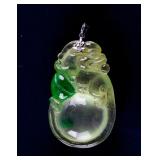 Burma Green Jadeite Carved Dragon Pendant