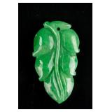 Burma Green Jadeite Carved Leaf Pendant