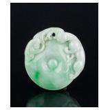 Burma Green Jadeite Carved Round Pendant