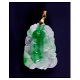 Burma White and Green Jadeite Eggplant Pendant